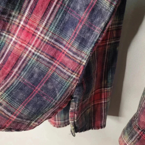 MAURICES Wmns XL Rustic red plaid jeweled collar Snap Shirt Western Rodeo - Picture 7 of 10